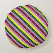 Een veelkleurig gestreept patroon met stippen rond kussen (Achterkant)