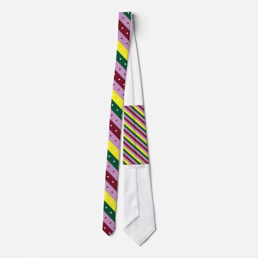 Een veelkleurig gestreept patroon met stippen stropdas (Achterkant)