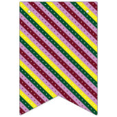 Een veelkleurig gestreept patroon met stippen vlaggetjes (Tweede vlag)