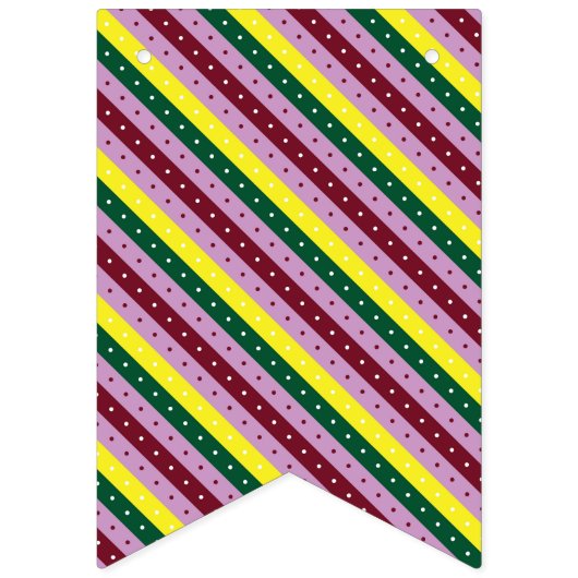 Een veelkleurig gestreept patroon met stippen vlaggetjes (Tweede vlag)