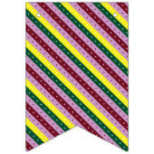 Een veelkleurig gestreept patroon met stippen vlaggetjes (Derde vlag)