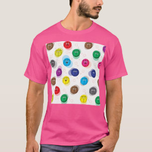 Een veelkleurig patroon van basketballen emoji's - t-shirt