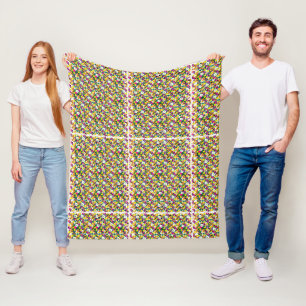 Een veelkleurige achtergrond met vierkanten en sti fleece deken