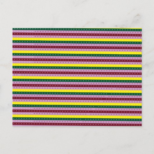 Een veelkleurige gestreepte achtergrond met stippe briefkaart (Voorkant)