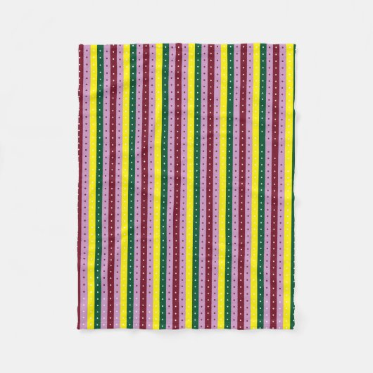 Een veelkleurige gestreepte achtergrond met stippe fleece deken (Voorkant)