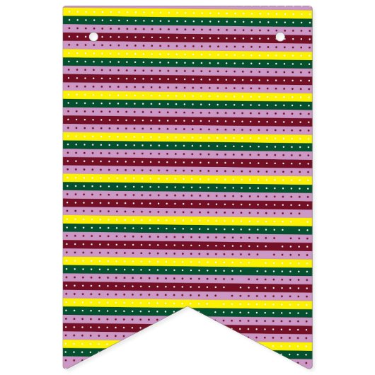 Een veelkleurige gestreepte achtergrond met stippe vlaggetjes (Tweede vlag)