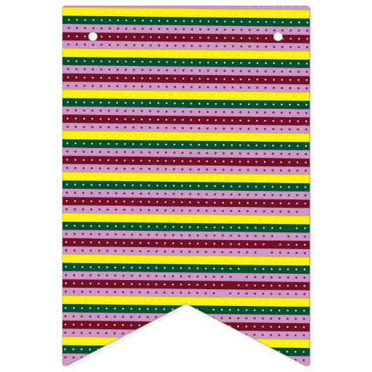 Een veelkleurige gestreepte achtergrond met stippe vlaggetjes (Eerste vlag)