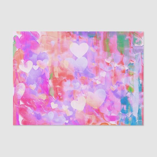 Een veelvoud aan Waterverf Pastels en harten Tissuepapier (Voorkant)