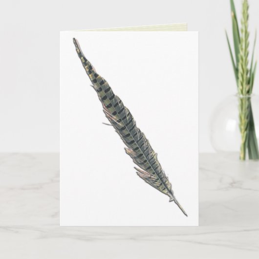 "Een veer voor je pet." Wenskaart Bedankkaart (Voorkant)
