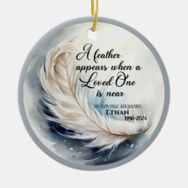 Een veertje verschijnt in het geheugen keramisch ornament