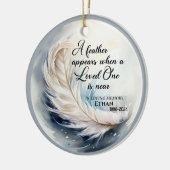 Een veertje verschijnt in het geheugen keramisch ornament (Links)