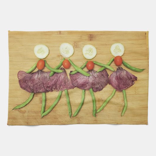 Een VegARTable Chorus lijn keukenhanddoek (Horizontaal)
