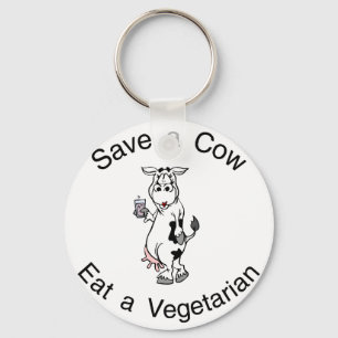 Een vegetariër redden van een kuw sleutelhanger