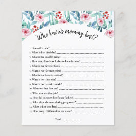 Een vel papier met het spel voor een babyshower.