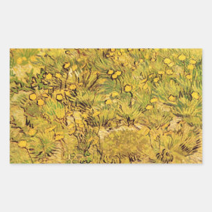 Een veld met gele bloemen door Vincent van Gogh Rechthoekige Sticker