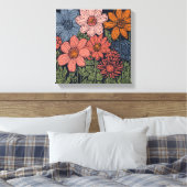 Een veld van bloei canvas afdruk (Insitu (Slaapkamer))