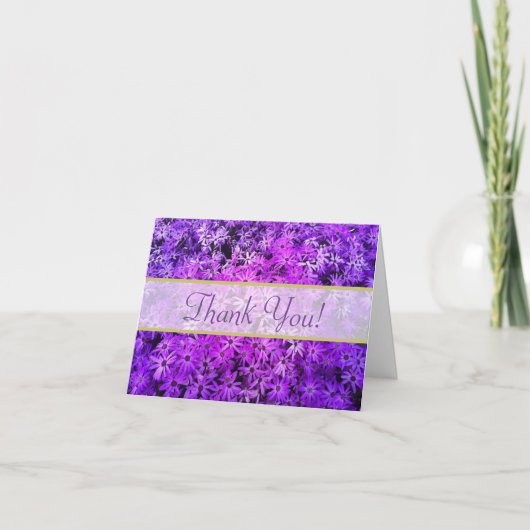 Een veld van Paarse en roze madeliefjes Dank u Bedankkaart (Voorkant)