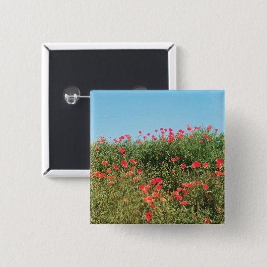 Een veld van papaverbloemen vierkante button 5,1 cm (Voorkant /achterkant)
