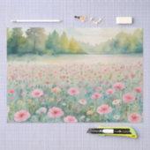 : Een veld van wilde bloemen in waterverf decoupag Tissuepapier (Craft)