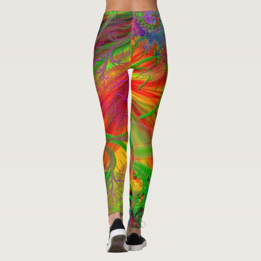Een veld van Wilde Flowers Psychedelic Leggings (Achterkant)