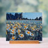 Een veld vol bloeiende kamille acryl bord (Neutraal)