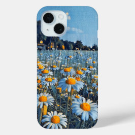 Een veld vol bloeiende kamille iPhone 15 case