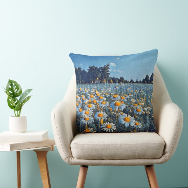 Een veld vol bloeiende kamille kussen (Stoel)