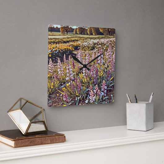 Een veld vol bloemen - Wall Clock Vierkante Klok (Kantoor)