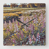 Een veld vol bloemen - Wall Clock Vierkante Klok (Voorkant)