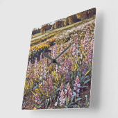 Een veld vol bloemen - Wall Clock Vierkante Klok (Hoek)