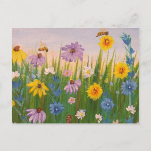 Een veld vol wilde bloemen briefkaart