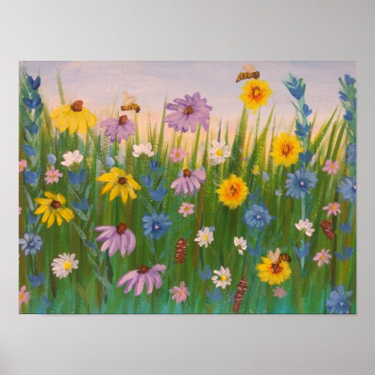 Een veld vol wilde bloemen poster (Voorkant)