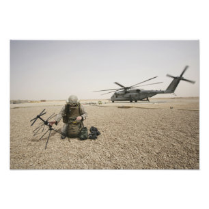 Een veldradiooperator foto afdruk