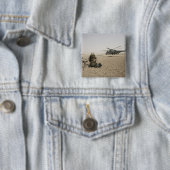 Een veldradiooperator vierkante button 5,1 cm (In situ)