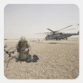 Een veldradiooperator vierkante sticker (Voorkant)