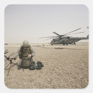 Een veldradiooperator vierkante sticker