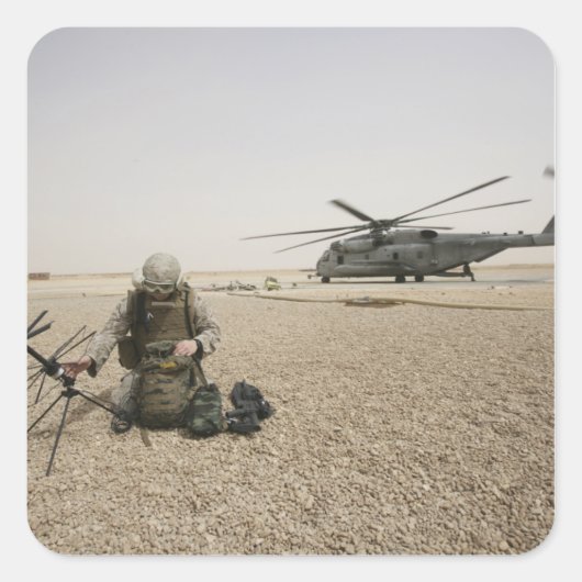 Een veldradiooperator vierkante sticker (Voorkant)