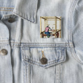 Een Venetiaanse Weaver Vierkante Button 5,1 Cm (In situ)