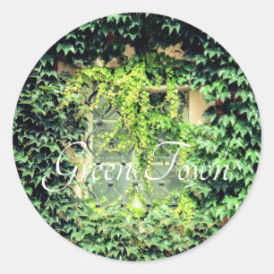 Een venster in groene planten Hoesje-Mate iPhone g Ronde Sticker