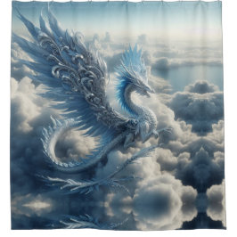 Een verbazingwekkende draak omringd door wolken  douchegordijn