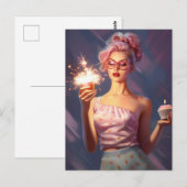 Een verbazingwekkende vrouw met roze haar die een briefkaart (Voorkant / Achterkant)