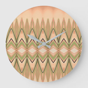 Een verbluffend design met groen en koraal grote klok