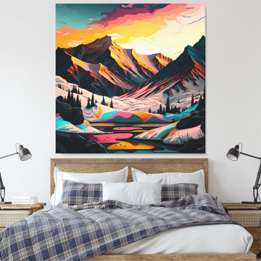 Een verbluffende zonsondergang boven kleurrijke sn canvas afdruk (Insitu (Slaapkamer))