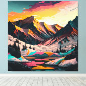 Een verbluffende zonsondergang boven kleurrijke sn canvas afdruk (Insitu (Houten vloer))