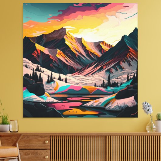 Een verbluffende zonsondergang boven kleurrijke sn canvas afdruk (Insitu (Woonkamer))