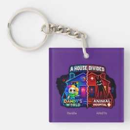 Een verdeeld huis Neon Cartoon Split‑Paneel Sleutelhanger