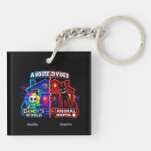 Een verdeeld huis Neon Cartoon Split‑Paneel Sleutelhanger (Achterkant)
