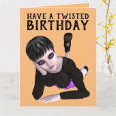 EEN VERDRAAIDE VERJAARDAG, EMO MEISJE groot! KAART (Gele Bloem)