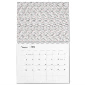 Een verfijnd bloemmotief in wit en grijs, presenti kalender (Feb 2026)