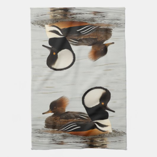 Een vergadering van de Gedekte Merganser Ducks bij Theedoek (Verticaal)